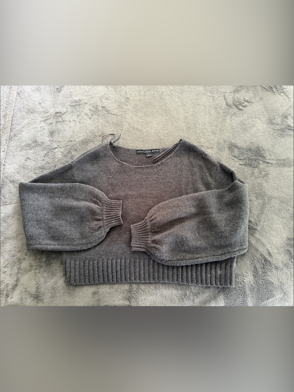 HYFVE womens Grey Balloon Sleeve crop Sweater